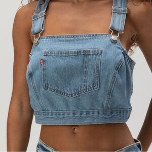 Levi's Blue Denim Overall Tank-Top Cropped